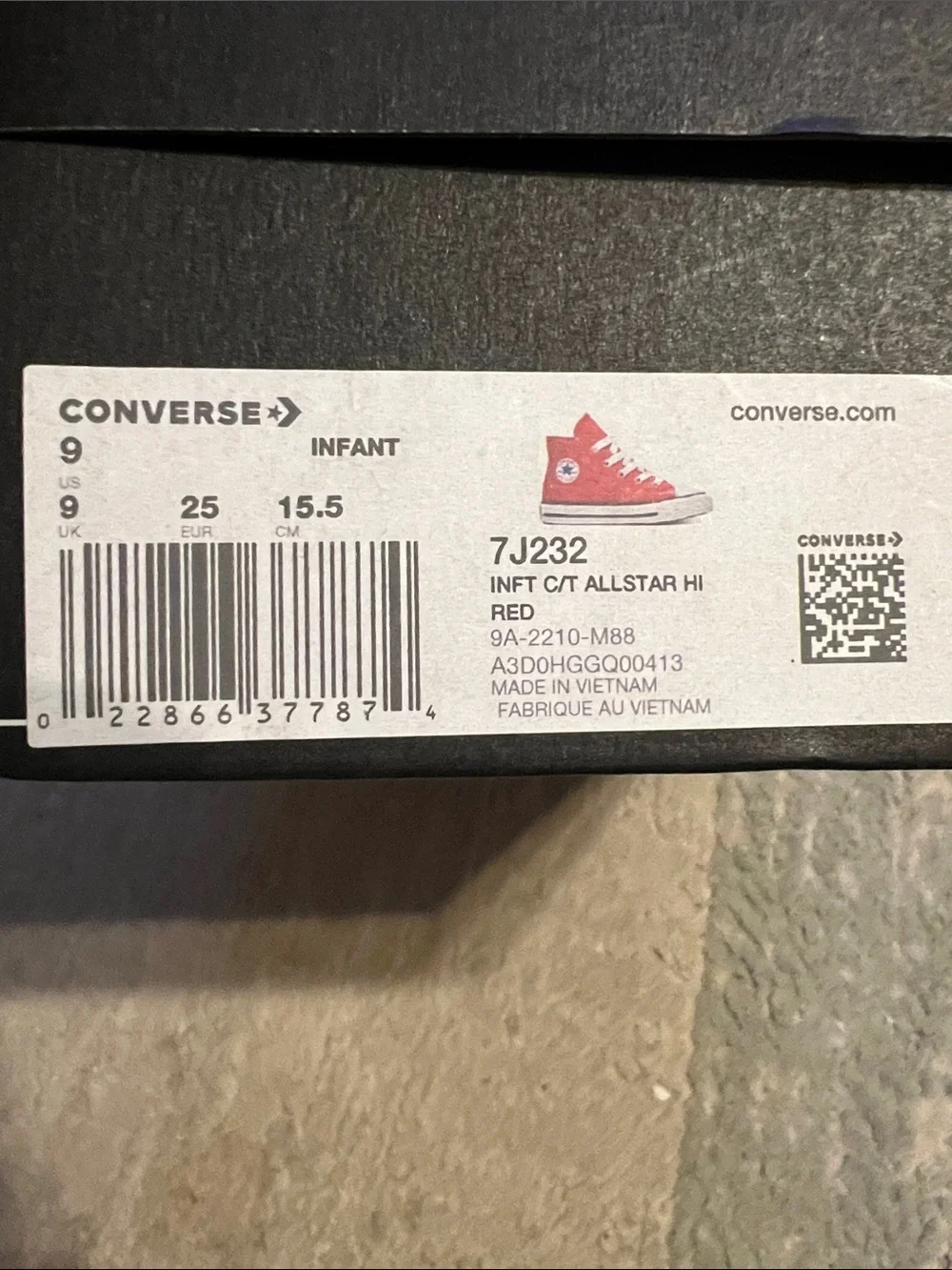 Converse ALLSTAR HI sz 9 Infant